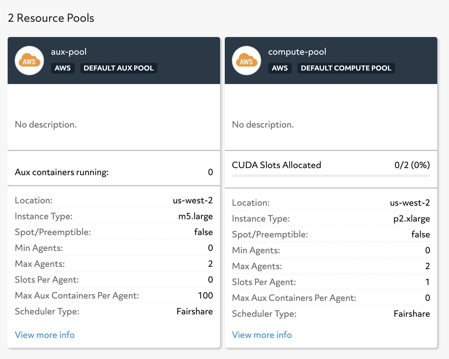 Cluster visualization of two resource pools with different AWS instance types